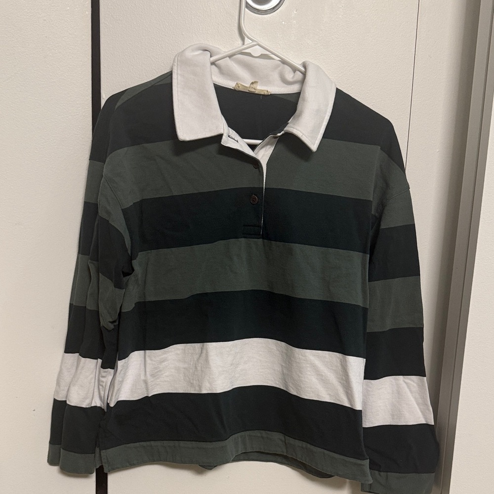 Madewell Striped Long Sleeve Polo Shirt